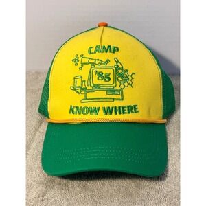 Stranger Things Camp Know Where 85 Retro Trucker Hat Netflix Green Yellow
